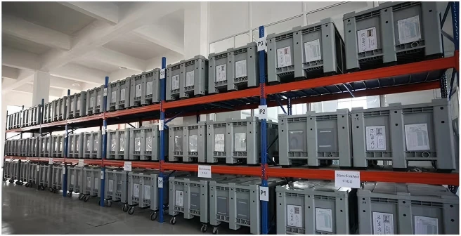 rigid plastic pallet boxed are neatly arranged in the warehouse rigid plastic pallet boxed are neatly arranged in the warehouse